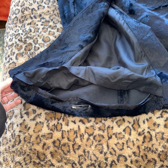 90s Vintage Faux Fur Long Black Coat GEORGIOU Studio - Picture 9 of 12